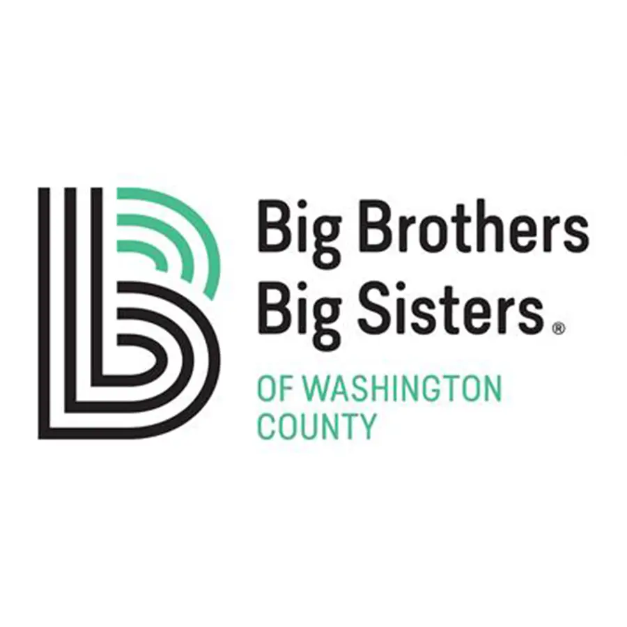 Big Brothers Big Sisters of Washington County logo. Features a B that looks like a lowercase b on top of an upper case B to signify "bigs" and "littles."